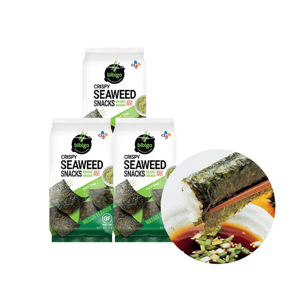 [Bibigo] Crispy Seaweed Snacks Wasabi(비비고 와사비맛 김) (5g*3)