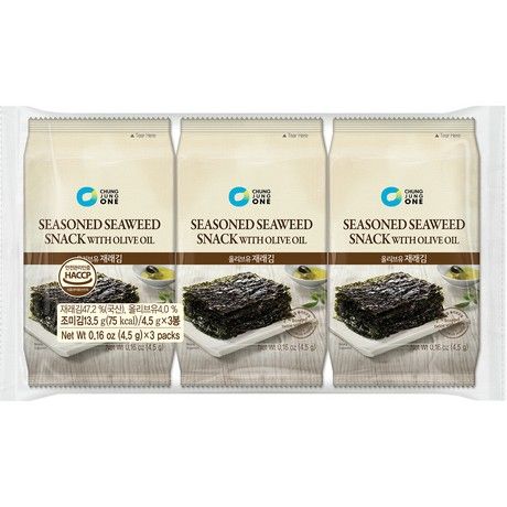 [CHUNG JUNG ONE] Seaweed snack with Olive Oil (청정원 올리브 김)(3X4.5g)